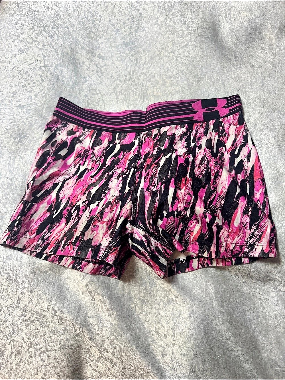 Under Armour Women's Abstract Athletic Shorts Pink & Black